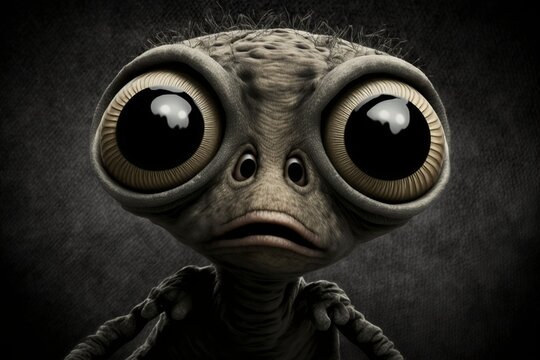 illustration, scary aliens with big eyes, ai generative