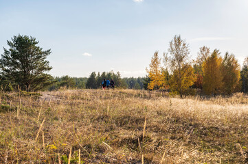 People walking on sand dunes. Nykarleby/Uusikaarlepyy, Finland