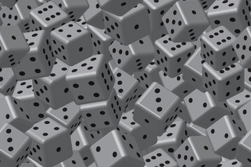 Gray Dice Seamless Pattern, 3D Vector Illustration