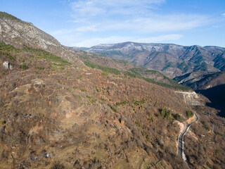 Aerial view of Rhodope mountain near Village of Yugovo, Bulgaria