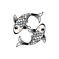 vector illustration of two koi fish