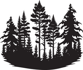 Forest Trees Silhouette Logo Monochrome Design Style
