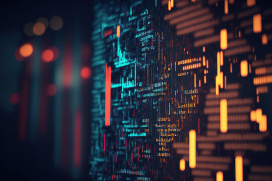 abstract computer script code programming code screen of software developer software programming work time. Generative AI