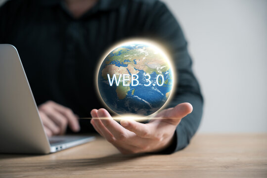 Web 3.0 Internet Concept, Global Futuristic Machine, Leveraging Web 3.0 Blockchain Future Technology, Elements of this image furnished by NASA planet earth from space.