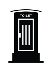 Portable toilet. Simple illustration in black and white.