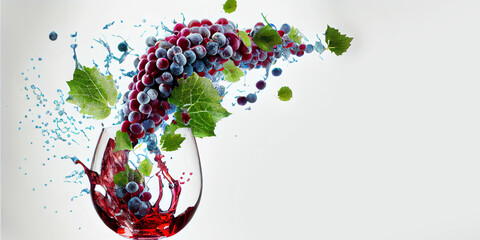 Drink organic wine and feel happy and healthy; illustration made with Generative AI - obrazy, fototapety, plakaty