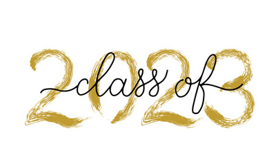 Class of 2023 lettering with dry brush stroke. Congratulations to graduates typography poster. Easy to edit vector template for greeting card, banner, label, t-shirt, etc