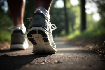 Fototapeta na wymiar Feet jogging on a beautiful day (AI Generated)