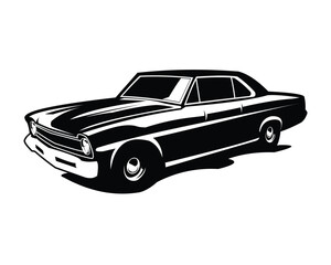 Pontiac GTO Judge Silhouette logo. legendary muscle car vector design of 1969. isolated white background view from side. Best for badge, emblem, icon, sticker design. available eps 10.