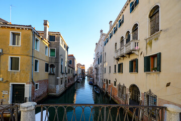 Beautiful cityscape of the canal and historical buildings of Venice