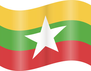 Myanmar Fluttering Waving Flag