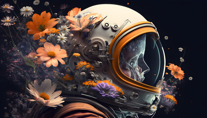 astronaut floral halmet  artistic - generative ai 