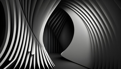 black and white abstract background 3D generative AI