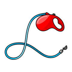 Dog leash in cartoon style. Lead for a pet. Accessory for pet shop. Vector isolated illustration on white background. Supplies for domestic animals.