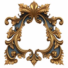 Old antique gold frame over white background. Gothic style. Generative AI