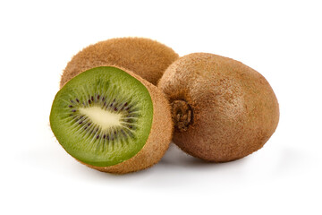 Juicy kiwi fruit, isolated on white background.