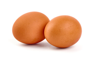 Chicken eggs, isolated on white background.