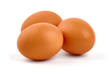 Chicken eggs, isolated on white background.