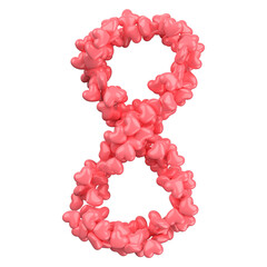 NUMERO 8 DIA DA MULHER MARÇO 3D CORAÇÕES