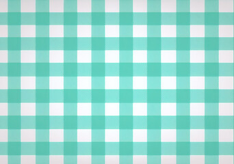 Green and white gingham or vichy check fabric. Generative AI illustration