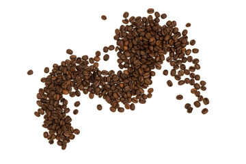 Coffee beans on a white background.