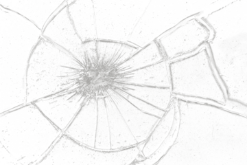 Broken glass, glass shards and cracks on transparent background
