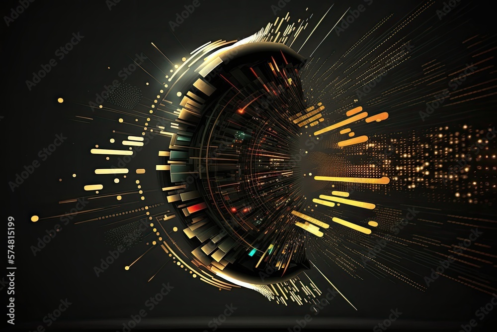 Poster Abstract high speed technology point of view on a tech screen. Generative AI