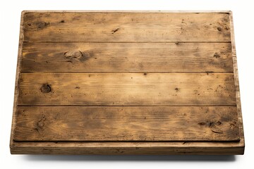Old pine wood table with no products on it, isolated on a white background. Generative AI