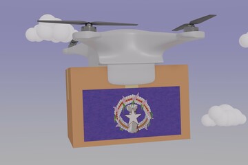 Drone Delivering a Package With the Flag of  - The Northern Mariana Islands