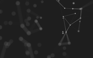 Abstract background. Molecules technology with polygonal shapes, connecting dots and lines. Connection structure. Big data visualization.