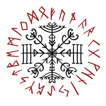 Veldismagn & runic circle - pagan altar cloth, viking
