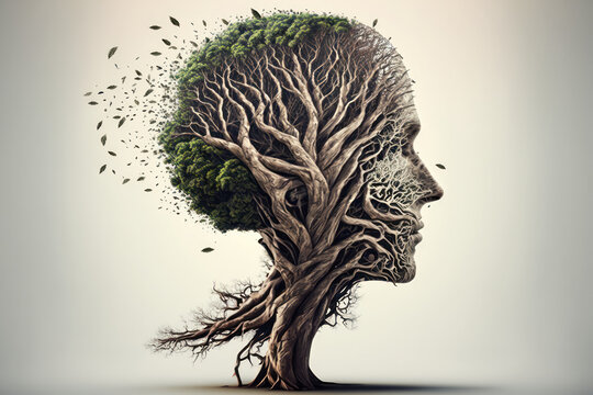 Brain tree in a human head (AI Generated)