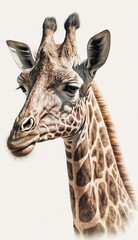 Naklejka premium Detailed Illustration of a Giraffe Head and Neck Created by Generative AI Technology
