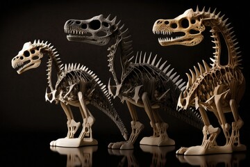 Japanese Dinosaur Bone Models on Display in Fukui Prefecture. Generative AI