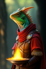 Reptilian Warrior in Red Armor - Generative A.I. Art