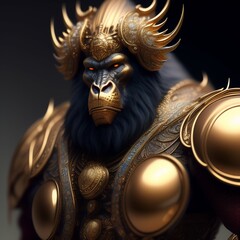Gorilla King in Golden Armor - Generative A.I. Art