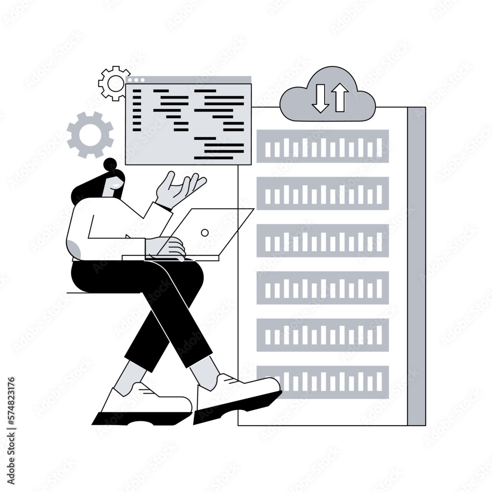 Poster big data developer abstract concept vector illustration. big data management and storage, database a