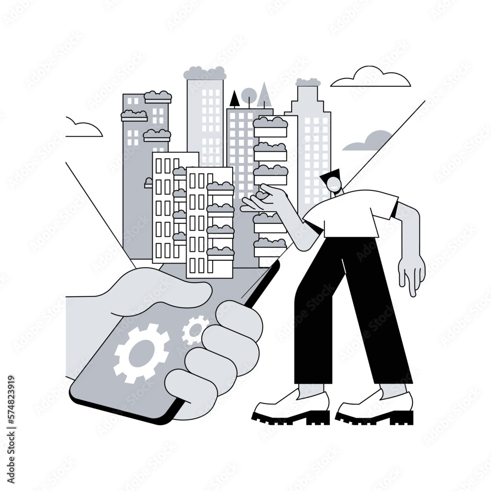 Poster interactive design visualization abstract concept vector illustration. interactive visualization, vi