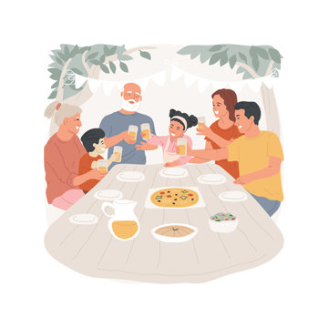 Family reunion isolated cartoon vector illustration. Family members celebrating together, people gathering for festive day, public holiday celebration, leisure time at the table vector cartoon.