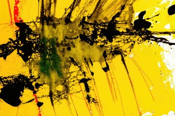 on a sheet of yellow paper, an abstract brush painting. Generative AI
