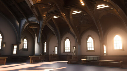 Obraz premium The Serenity of a Church: A Place of Reflection and Spiritual Renewal, Generative AI