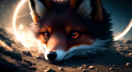 Obraz premium Cute Young Fox [AI Generative]