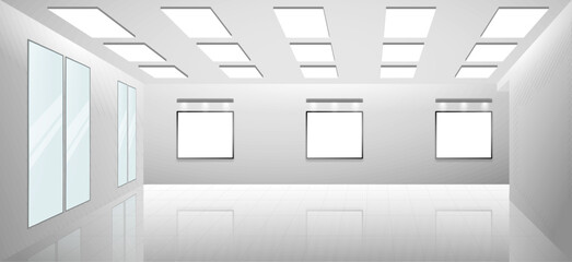 interior empty gallery room design isolated - 3d illustration