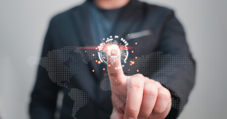 AI artificial intelligence, concept of computer science and technology innovation which impact to human life. we can use AI for many thing such as business information provider, virtual learning