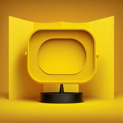 Yellow product display stage isolated on yellow background, cute and fashion style.