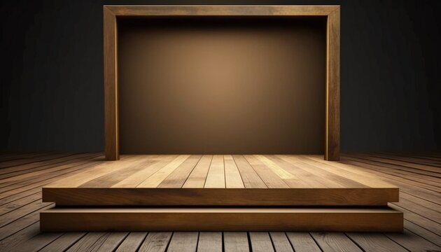 wooden square display stage background.