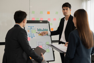 Asia business meeting   consultations of business people in the company's meeting room Discuss, present, present new projects, present 