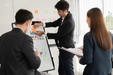 Asia business meeting   consultations of business people in the company's meeting room Discuss, present, present new projects, present 