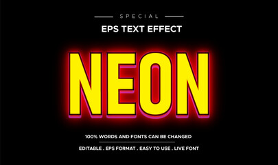 Text Effect Neon editable glow, shadow, overlay
