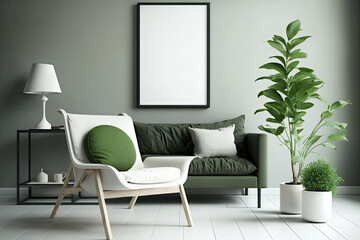 Flat modern living illustration. Generative AI